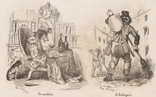 The sick person, The footman, Sick dog in a chair and two street sweepers, Small collection of
