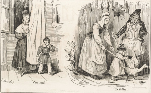 Cou-cou!, Woman and child playing hide-and-seek and woman teaches child to walk, La bebête, Le