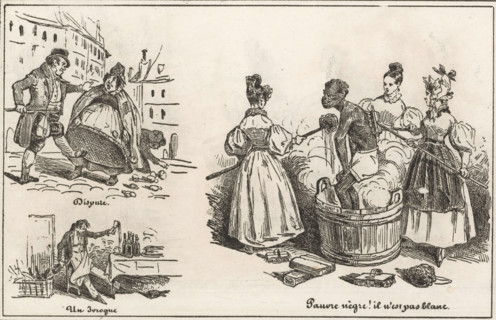 Un Ivrogne, Pauvre nègre! il n'est pas blanc., Dispute, Drinking man at the table and women washing