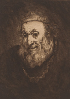 Head of an old man, print, printmaker: Charles Théodore Bernier (signed by artist), after painting