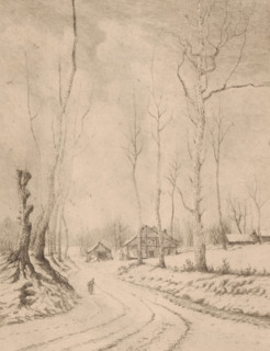 Hiver à Auderghem (Belgique), Winter landscape near Oudergem, print, annotation: 'epreuve unique',