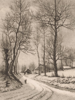 Winter landscape near Oudergem, Hiver à Auderghem (Belgique), print, watermark: 'Dambricourt