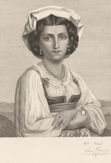 Portrait of an unknown Italian woman, print, inscription: '3e etat', printmaker: Florent Brant