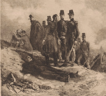 Death on the battlefield of General Ambremont, print, annotation: '2 etat', printmaker: Florimond