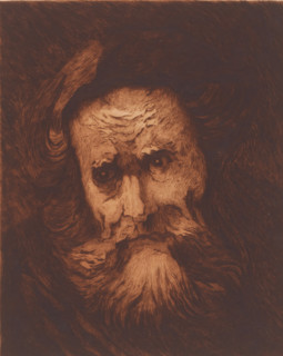 Head of an old man with a beard, print, annotation: '1er état', annotation: '6 tete d'apres