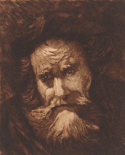 Head of an old man with a beard, print, annotation: '2nd state', annotation: '3 proofs MC',