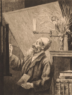 Auguste Danse at the easel, print, annotation: '2eme Etat', printmaker: Louise Danse (signed by