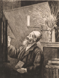 Auguste Danse at the easel, print, annotation: '3me Etat', printmaker: Louise Danse (signed by