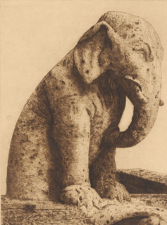 Gargoyle of Notre-Dame in Paris in the shape of an elephant, print, inscription: 'De Notre Dame de