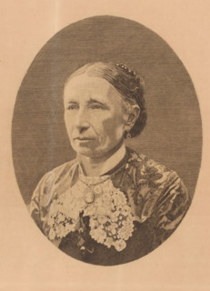 Portrait of an unknown woman, possibly Mrs. Boulez, print, watermark: 'French lily in a coat of
