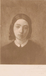 Portrait of Adèle Meunier-Danse, wife of the artist, Portrait de ma femme, print, watermark: 'MBM',