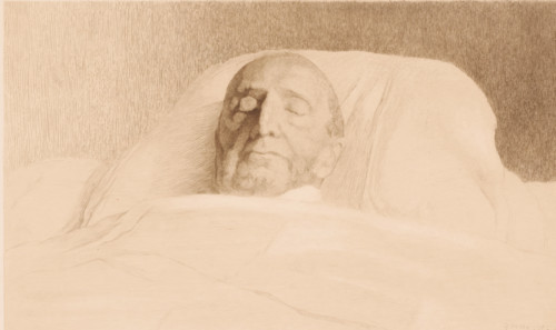 Portrait of an unknown man on his deathbed, possibly Van Volxem, print, annotation: '3eme etat,