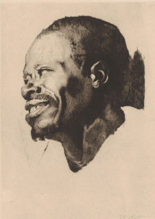 Portrait of an unknown man, Head of a black man (former title), print, annotation: '1er etat, Très