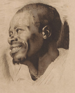 Head of a Black Man (former title), Portrait of an Unknown Man, print, annotation: '2nd State 4
