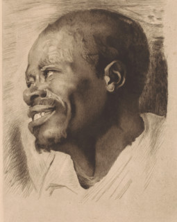 Portrait of an unknown man, Head of a black man (former title), print, annotation: '3rd state',