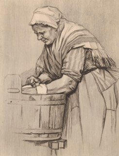 Woman by a washbasin, print, annotation: '2nd state', printmaker: Auguste Danse (signed by artist),