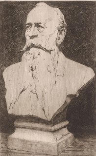 Bust of an unknown man with a long beard and a mustache, print, mark: '... 22', printmaker: Josué