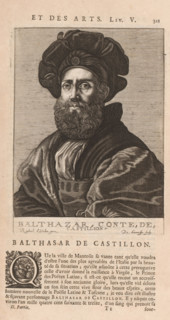 Portrait of Baldassare Castiglione, Balthazar, conte, de, Castillion, print, book illustration,