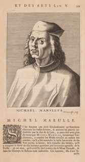 Portrait of Michael Tarchaniota Marullus, print, book illustration, printmaker: Nicolas de