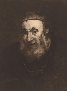 Head of an old man, print, printmaker: Charles Théodore Bernier (signed by artist), after painting