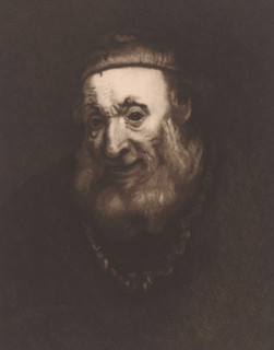 Head of an old man, print, printmaker: Charles Théodore Bernier (signed by artist), after painting