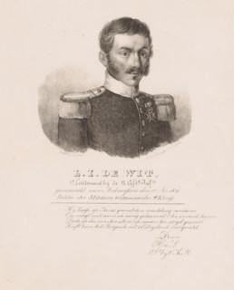 Portrait of Lieutenant LJ de Wit, print, The sitter is wearing a uniform with a knightly order.