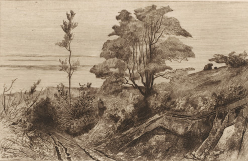 Souvenir de Moulins-Warnaut (original title), Country road near Warnant, print, Country road in a