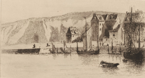 Dieppe, l'avant-port et le faubourg du Pollet (original title), Harbour view in Dieppe, print,