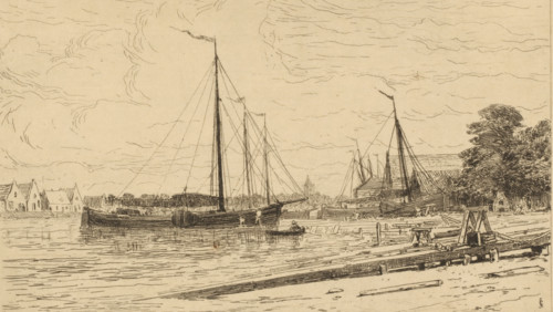 Scheepswerf in Muiden, Chantiers à Muiden (original title), print, printmaker: Carel Nicolaas Storm