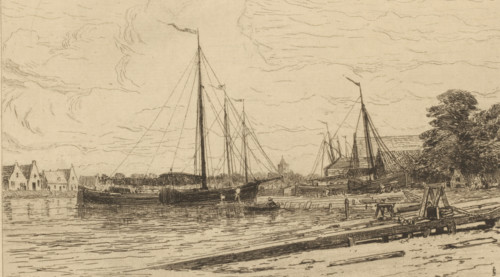 Scheepswerf in Muiden, Chantiers à Muiden (original title), print, printmaker: Carel Nicolaas Storm