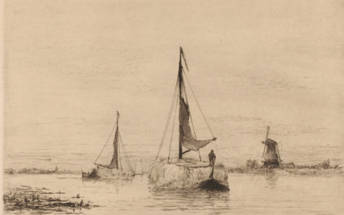 Le Vecht près de Weesp (original title), Boats with hay on the Vecht near Weesp, La Hollande
