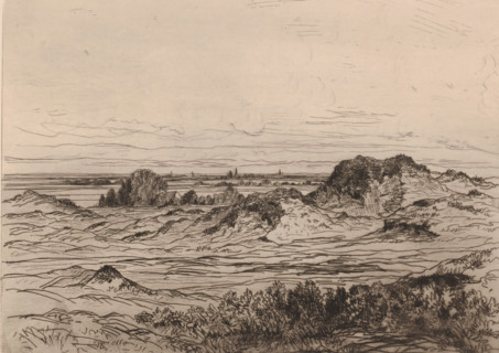 Dunes near Nieuwpoort, print, printmaker: attributed to Jules Marie Armand Goethals, 1854 - 1879,