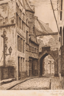 View of the Steenstraat in Antwerp, Rue du Steen a Anvers, print, check stamp: 'Antwerpsche Etsers