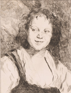 Portrait of an unknown young woman, print, printmaker: Fritz Hanno (signed by artist), after design