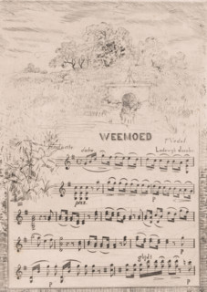 Landscape with a sluice, Melancholy, print, sheet music, printmaker: Louis Adolphe Jacobs, 1865 -