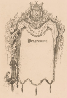 Program with frame with soldier, 1er Régiment de Ligne, print, program, Belgium, printmaker: