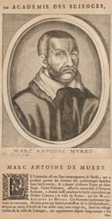 Marc, Antoine, Muret, Portrait of Muretus, print, book illustration, printmaker: Nicolas de