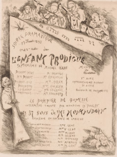 Announcement and program for a theater evening, print, printmaker: Lens, 1893, paper, etching,