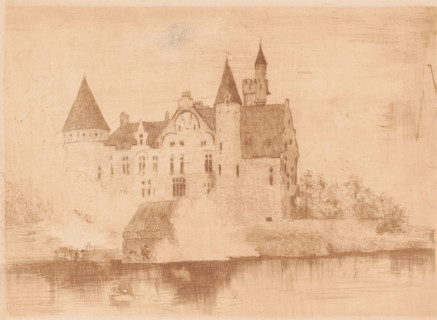 View of the Marnix de Sainte-Aldegonde castle in Bornem, print, annotation: 'Chateau Comte de