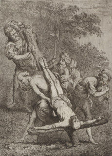 Crucifixion of Peter, print, printmaker: Jean Théodore Joseph Linnig, after drawing by Peter Paul