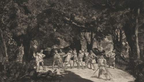 Simplicius with the soldiers, Intermezzi, print, Series number, 9, 12, Numbered bottom right: IX.,
