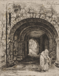 Entrance gate of the Wartburg in Eisenach, L'entreé de la Warthbourg, print, workshop stamp: