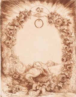 Design for a wedding menu, print, printmaker: Willem Linnig (II), 1889, paper, etching, intaglio
