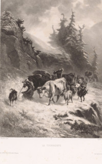 Cattlewoman with herd in a storm, La tourmente, Swiss artists, Les artistes suisses, print, Series