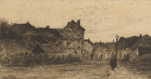 Vleurgat Bruxelles (original title on object), print, View of a village street., printmaker: Philip