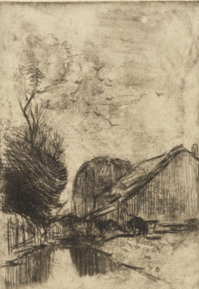 La femme au chapeau noir (original title), Woman with hat, in profile, print, printmaker: Philip