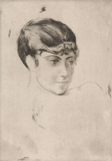Head of a girl, print, printmaker: Philip Zilcken, 1867 - 1890, paper, drypoint, intaglio