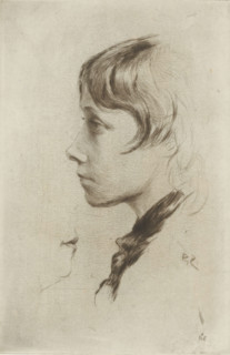 Head of a girl, in profile, print, printmaker: Philip Zilcken (signed by artist), 1867 - 1890,