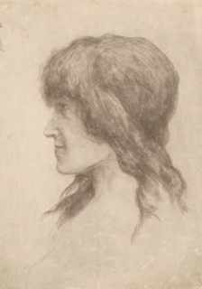 Head of a young woman, print, printmaker: Philip Zilcken, 1867 - 1913, drypoint, intaglio
