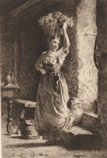 Vintage, La vendange, print, Top right numbered 439., watermark, printmaker: Antoine Bail, France,